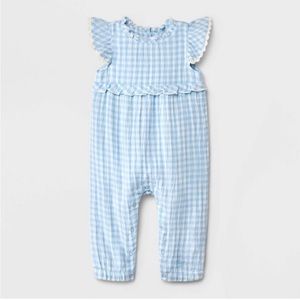 Cat & Jack - Baby Girls' Gingham Sleeveless Romper - Size 12m gently worn
